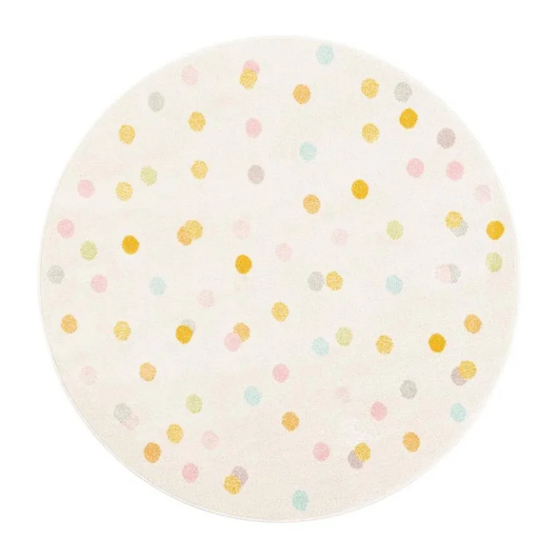 Круглый пушистый ковер в желтый горошек для гостиной детские игровые коврики
