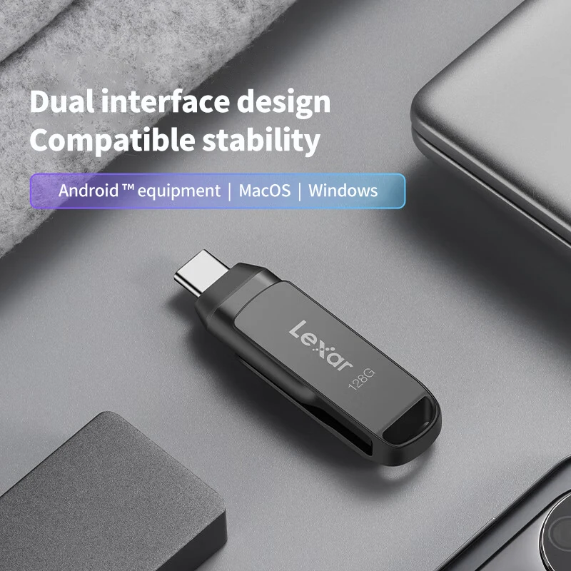 Lexar D400 Металлический USB 3.1 Pen Drive 2-в-1 Type-C USB A флэш-накопитель 32 ГБ 64 ГБ 128 ГБ 256 ГБ Макс. 130 Мбитс Флэш-накопитель для телефона ПК (art.: 3920cb4ddf4ae) - 3920cb4ddf4ae