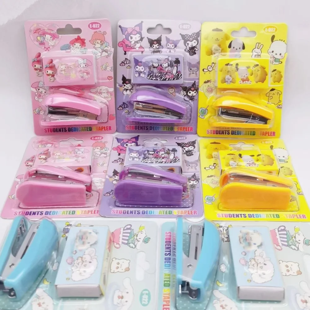 Kawaii Sanrio Mini Stapler Set with Staples Binding Tools Cinnamoroll Kuromi Anime Stationery School Office Binding Supplies