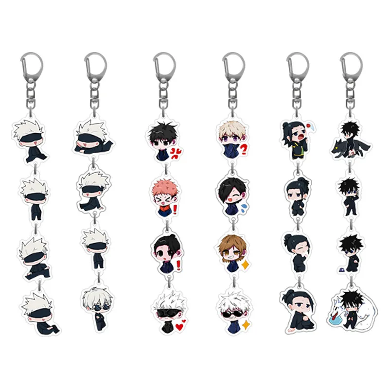 

Hot Anime Jujutsu Kaisen Gojo Satoru Keyrings Cosplay Acrylic Cute Figure Itadori Yuji Keychain Kawaii Bags Key Chains Fans Gift