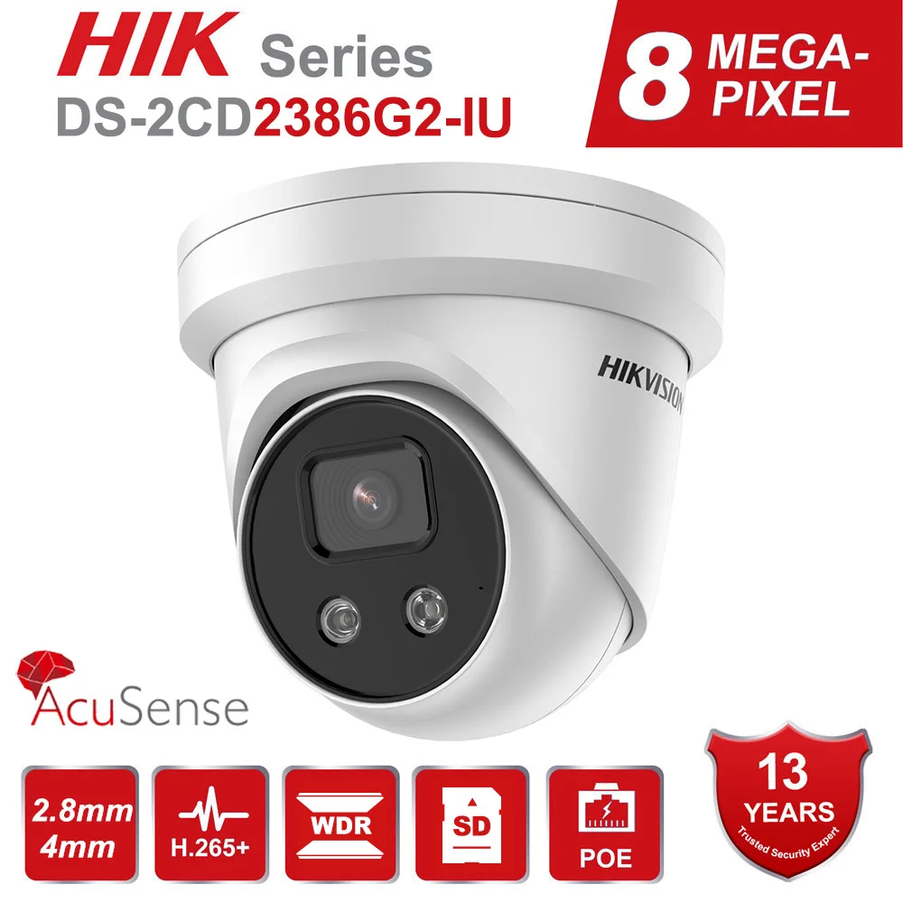 Hikvision DS-2CD2386G2-IU 8MP 4K POE Camera Turret DarkFighter AcuSense Series CCTV H.265+ Outdoor Security 30m IR IP67 - купить по