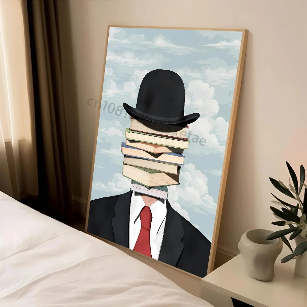 Abstract Canvas Painting Rene Magritte Son Of Man Poster Paper Print Home Living Room Entrance Bar Cafe Art Decoration