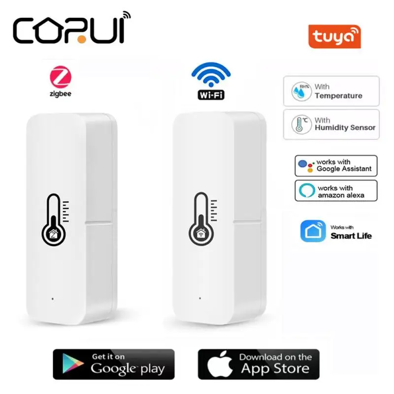 

Умный контроллер температуры и влажности CORUI Tuya Wi-Fi ZigBee, комнатный гигрометр, работает с Alexa Google Assistant