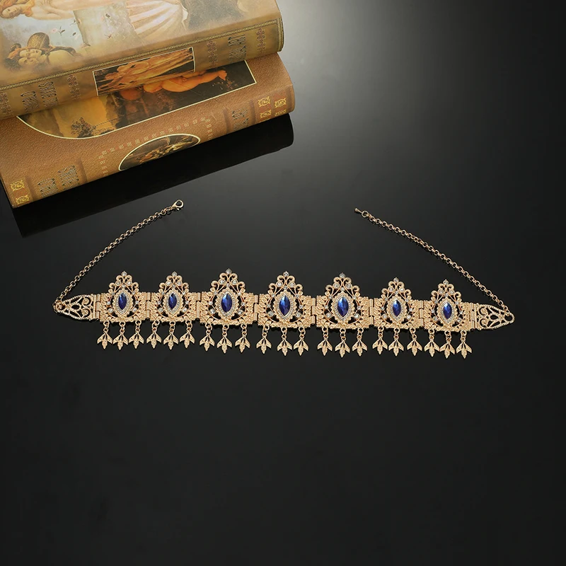 Классическая Роскошная металлическая цепочка с кристаллами в марокканском