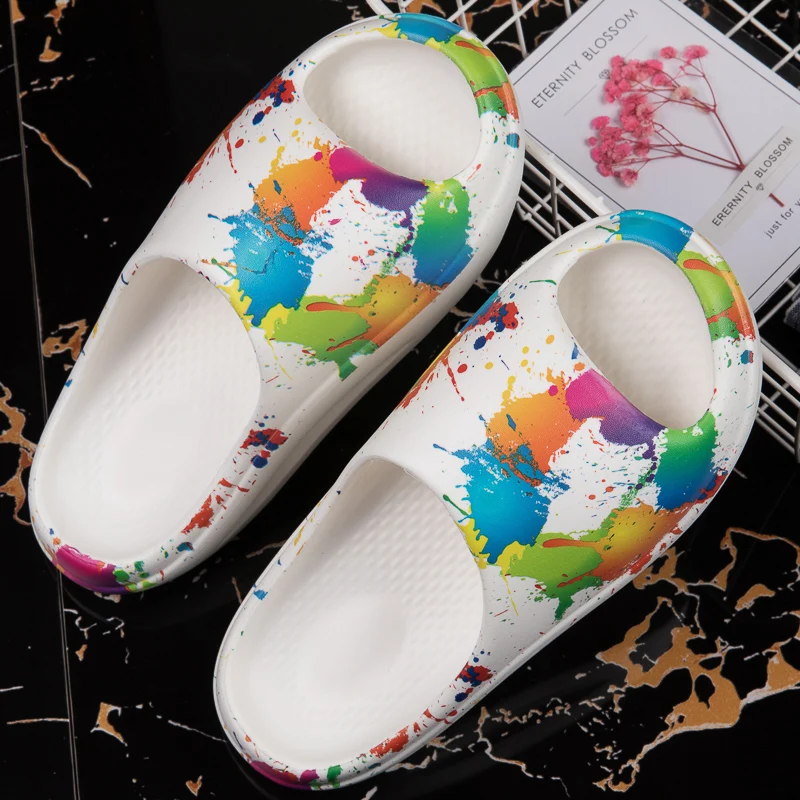 SUNNYS Swing Shoes Lose Weight Slippers for Women Home Slides Leg Slimming Fitness Shoes Graffiti Thick-soled Slippers Non-slip