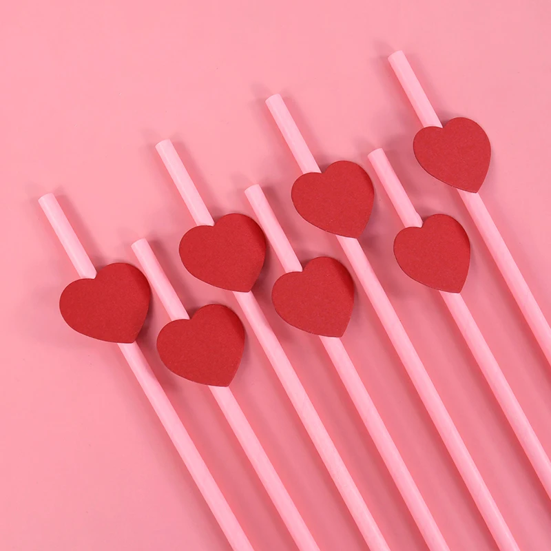 

Одноразовые соломинки ZQNYCY с красным сердцем