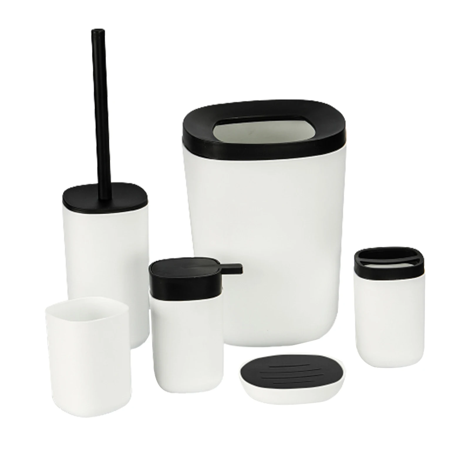 

Cup Trash Bin PP Bathroom Accessory Set Convenient Home Hotel Lotion Bottle Gift Easy Clean Modern Soap Dish Toothbrush Holder