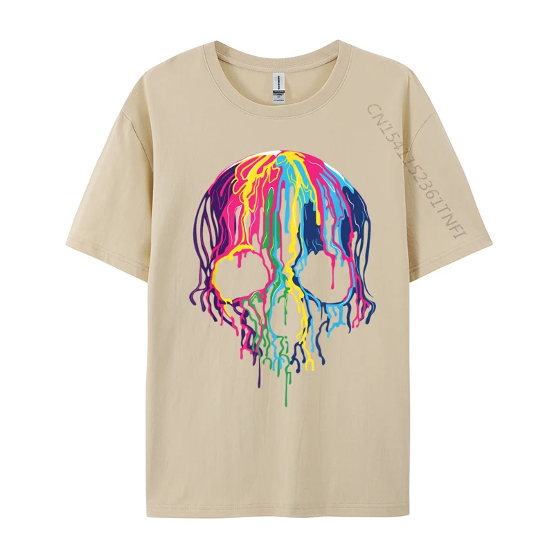 Colorful Melting Skull Art Halloween Funny Men Tshirt Faddish Party Cotton Mens Tops Tees Casual Tee Shirt Fall Wholesale