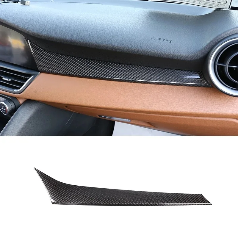 Real Carbon Fiber Car Central Control Instrument Co-pilot Panel Cover Trim Auto Accessories Fit For Alfa Romeo Giulia 2017-2019