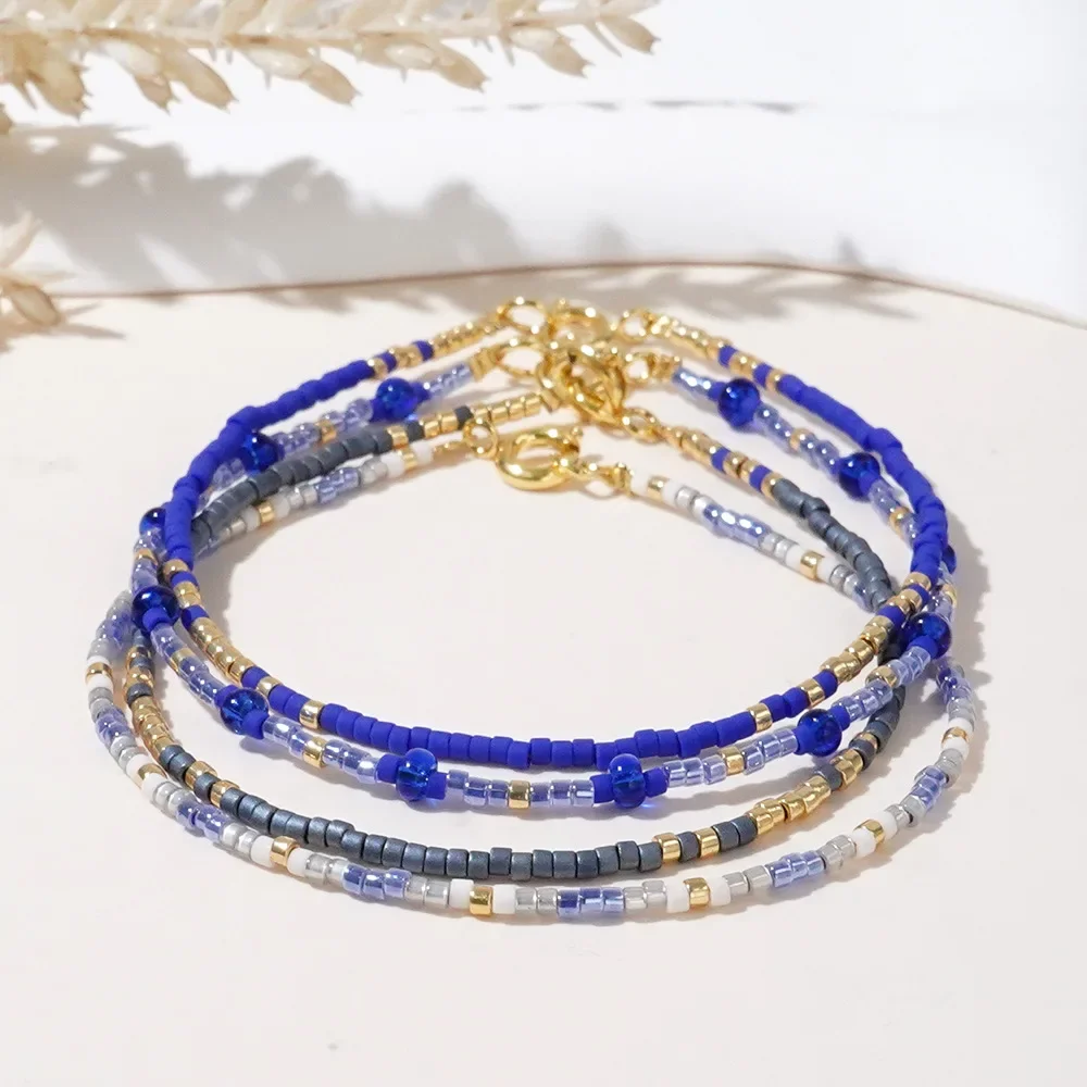 Женский модный браслет в богемном стиле 1 шт. синяя серия бусины из риса бисера