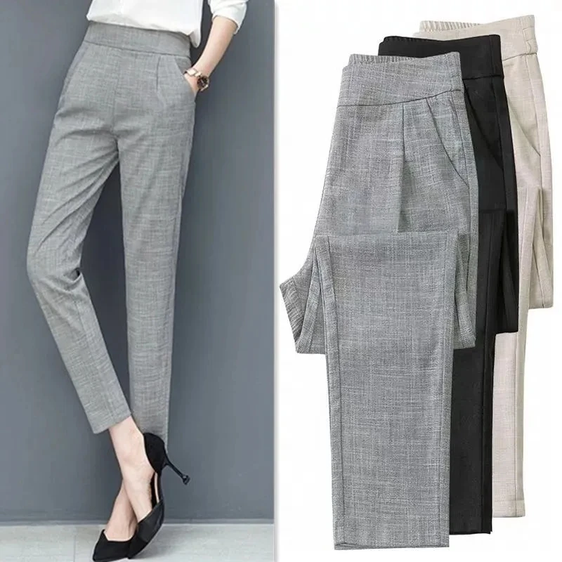 

Harem Pants Women's High Waist Thin Pants 2023 Spring Summer New Nine-point Pants Straight Pencil Pants Casual Loose Trousers