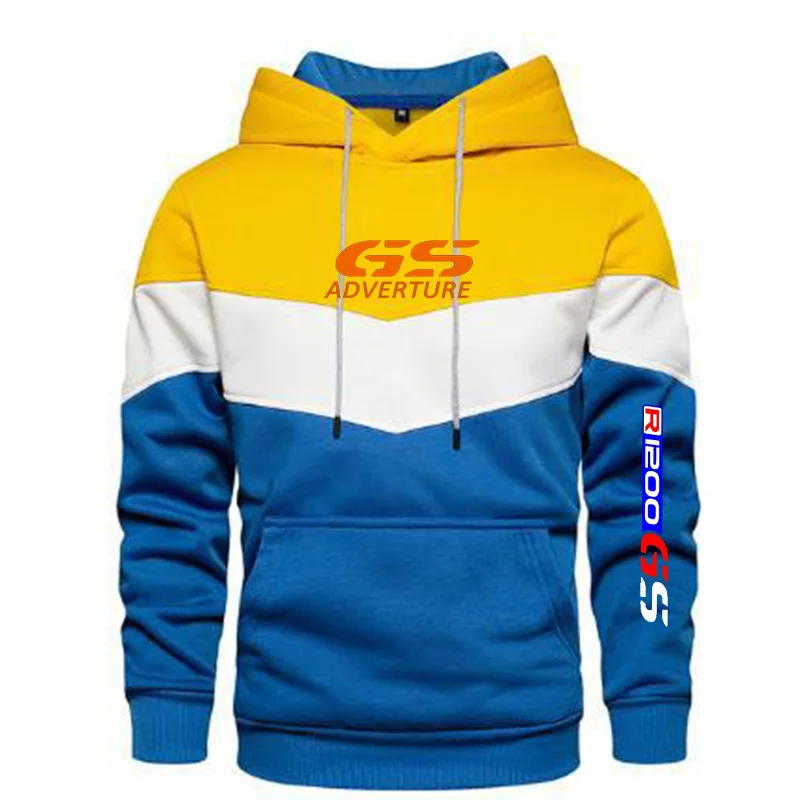 

New Spring Autumn Men's R1200GS Motorcycles Logo Patchwork Color Pullover Long Sleeve Hoodie Fashion Cotton Hoody Sweatshirt