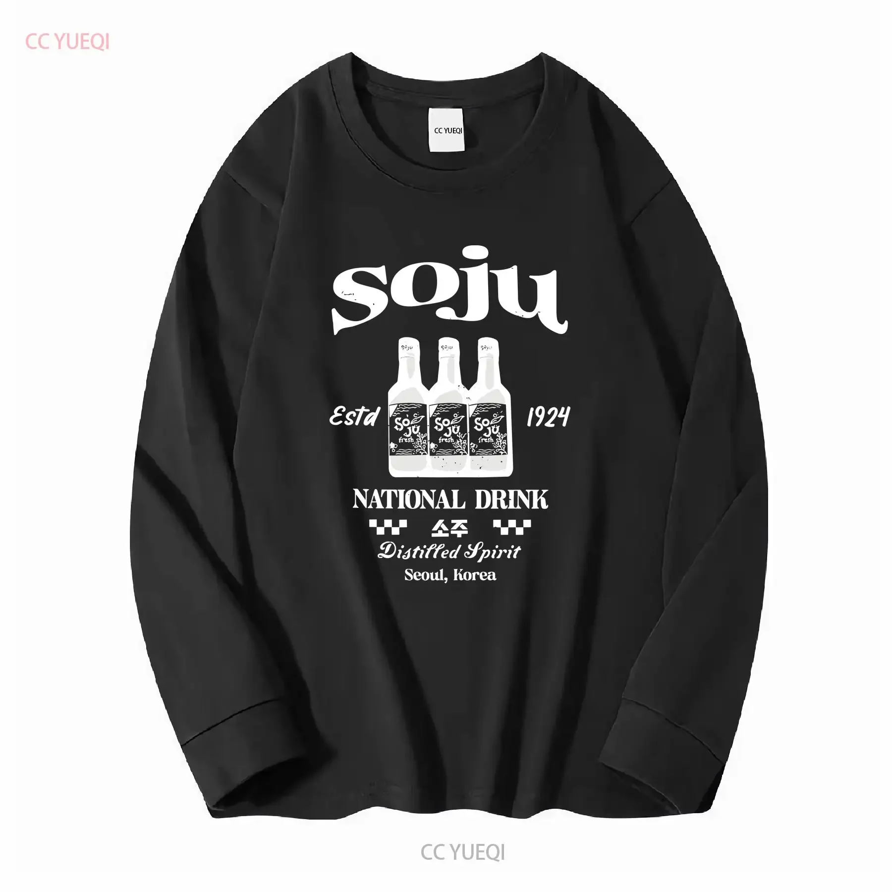 Фото Футболка Soju Kimchi, корейская еда, с длинными или короткими рукавами, винтажная, универсальная, с рисунком, унисекс, дышащая, удобная, повседневная №3