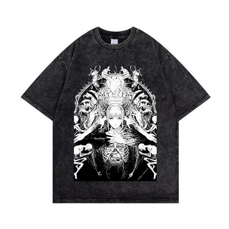 

Chainsaw Man Anime Summer T-Shirt Cotton Oversized Tshirt Harajuku Shirt Hip Hop Streetwear Washed T Shirt Camisas Streetwear
