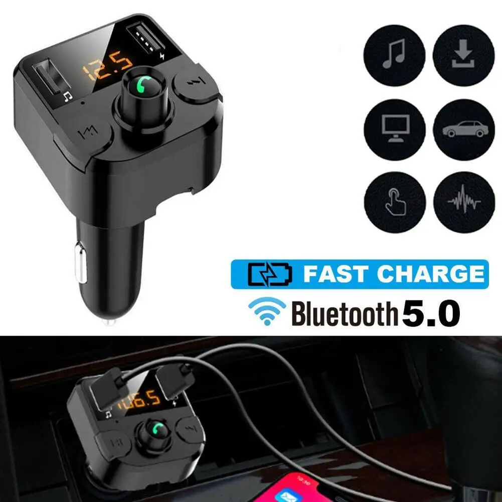 

Bluetooth-compatible 5.0 Car Wireless Fm Transmitter Mp3 Player Radio Adapter Car Dual Usb Charger Hands-free Calling Car Audio