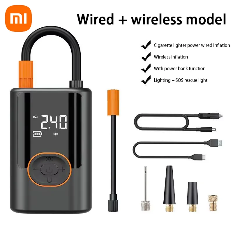 

Портативный беспроводной автомобильный насос Xiaomi для накачивания, быстрая зарядка, интеллектуальный цифровой насос для обнаружения давления в шинах для автомобилей
