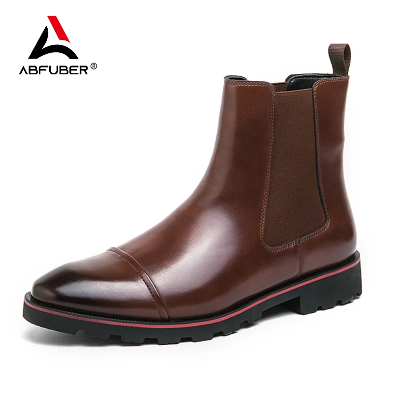 Классические мужские ботинки зимняя кожаная обувь осенние деловые челси
