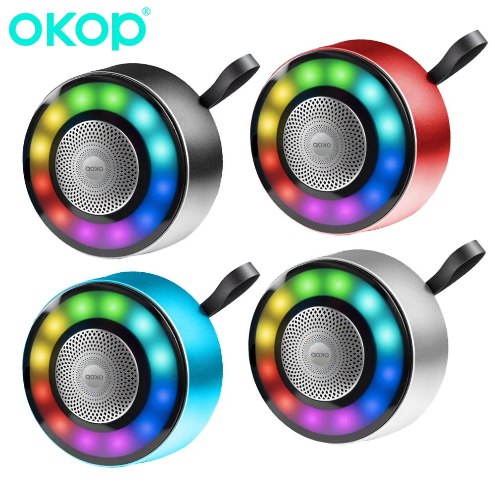 Фото OKOP Беспроводной Bluetooth-динамик Металлическая коробка Открытый велосипед Портативный Bluetooth-динамик Велоспорт Музыкальный плеер RGB Цветной свет TF USB №1
