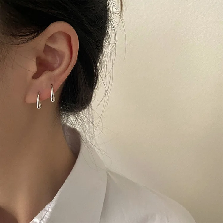 

FMILY Minimalist 925 Sterling Silver Water Drop Stud Earrings Temperament Versatile Light Luxury Jewelry for Girlfriend Gift