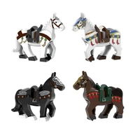 4pcsset white black brown mount saddle war horse model building blocks medieval knight bricks toys gift for children