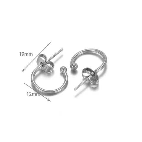 10 шт./лот, серьги из нержавеющей стали в форме C, принадлежности для изготовления крючков, разъемы для сережек для DIY ювелирных изделий, аксессуары ручной работы, фурнитура