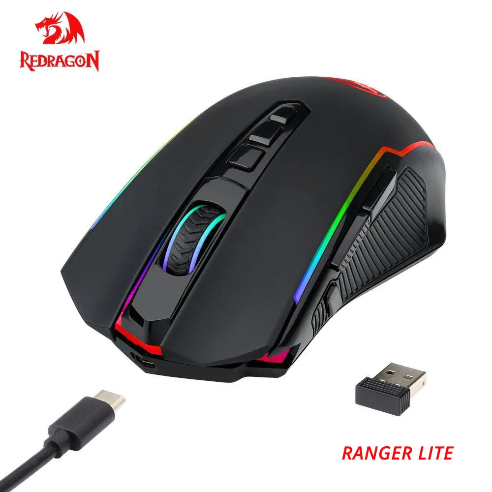 

Беспроводная игровая мышь Redragon M910-KS Ranger Lite с RGB,USB 2,4, уровнями 5 DPI и кнопками быстрого огня для ноутбука и ПК