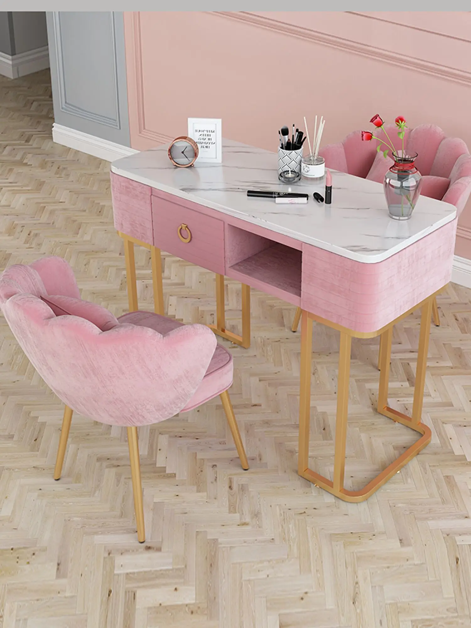 Профессиональный стеклянный Настольный скандинавский туалетный столик