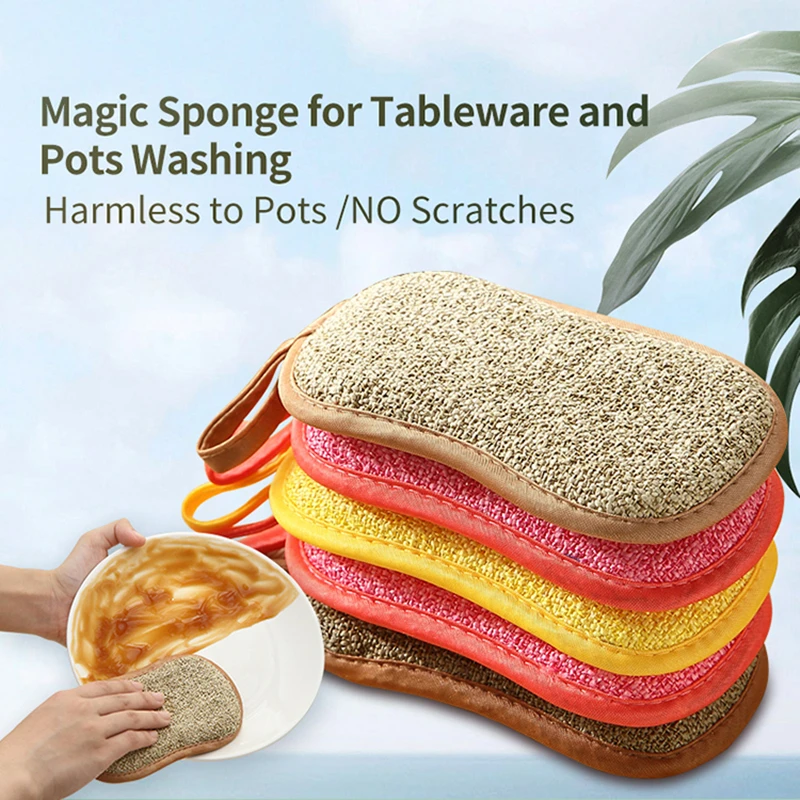

1PC Super Absorbent Microfiber Double-Sided Scrub Sponge for Dishwashing Kitchen Bathroom Clean Cloth Eraser Magic Sponge