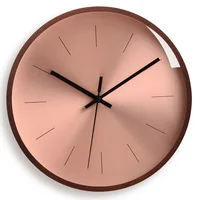 Nordic solid wood wall clock simple modern light luxury rose gold wall clock silent household personality round quartz clock