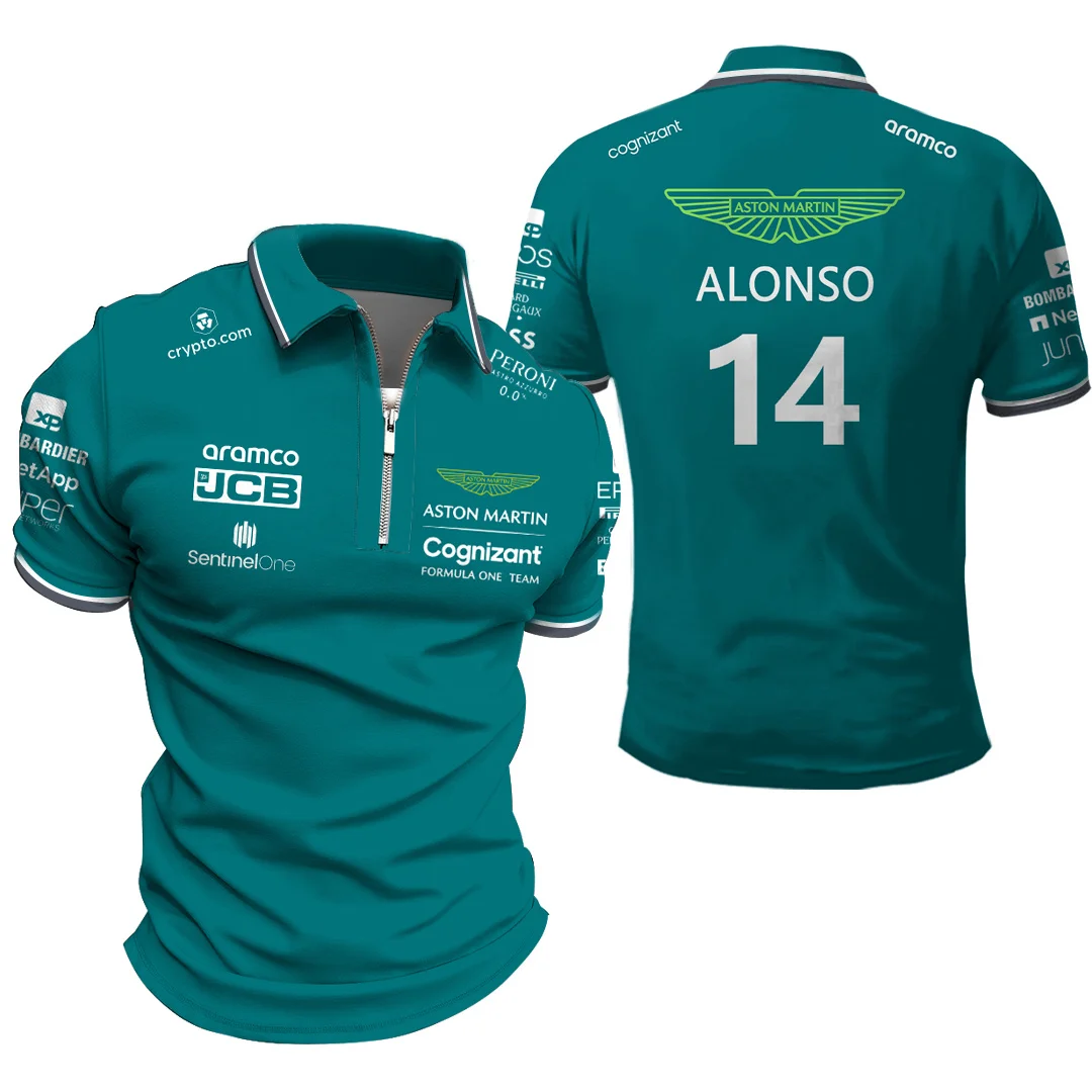 

Fashion Aston Martin 2023 F1 Team T-shirts Spanish Racing Driver Fernando Alonso 14 and Stroll 18 Hot Sale Oversized Polo Shirts