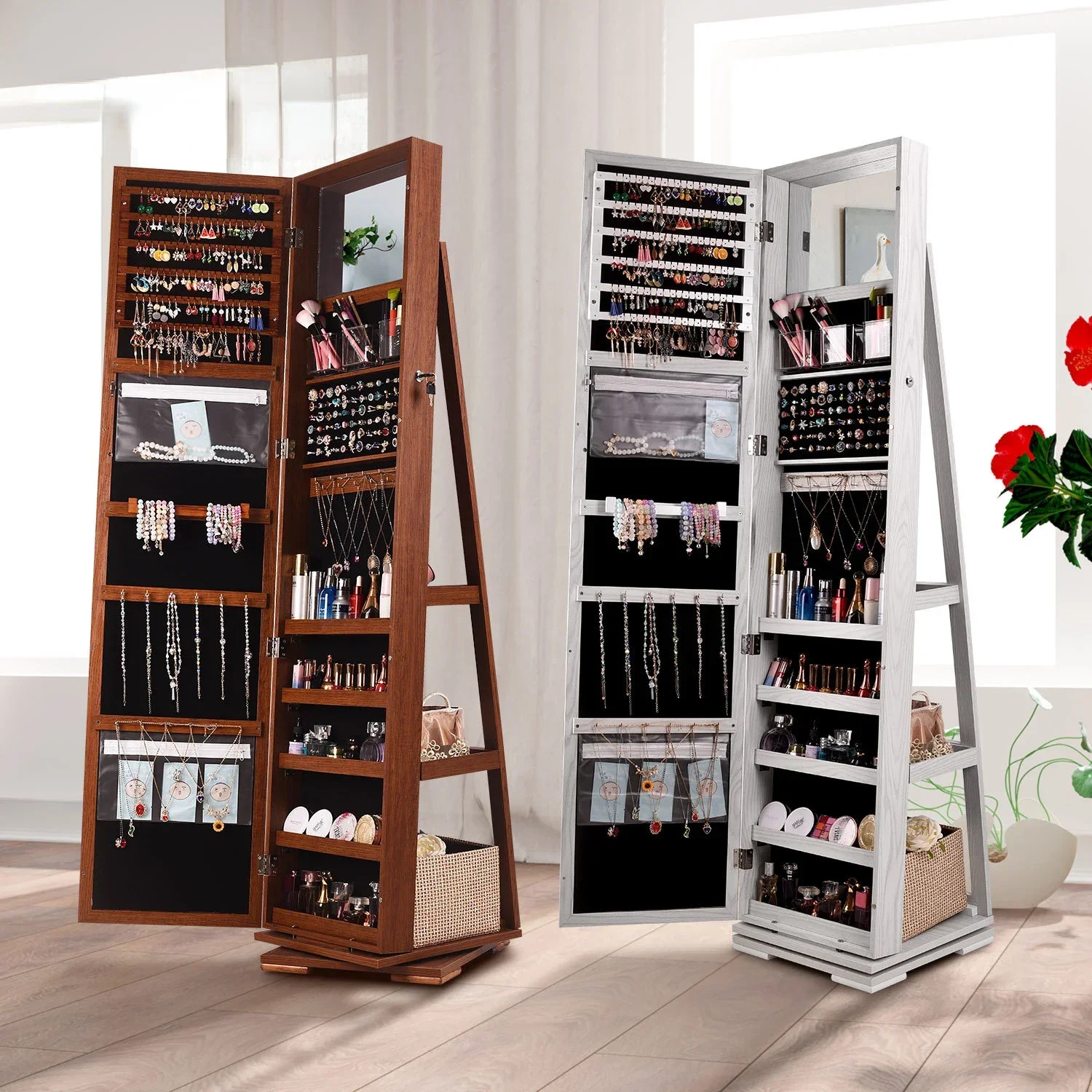 KingYee Мебель для гостиной Зеркало в полный рост Шкаф хранения ювелирных изделий