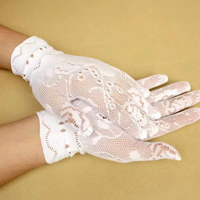 

Эластичные перчатки для рыбалки с разрезами на пальцах женские пикантные кружевные солнцезащитные розовые жаккардовые ажурные короткие рукавицы для свадебного платья