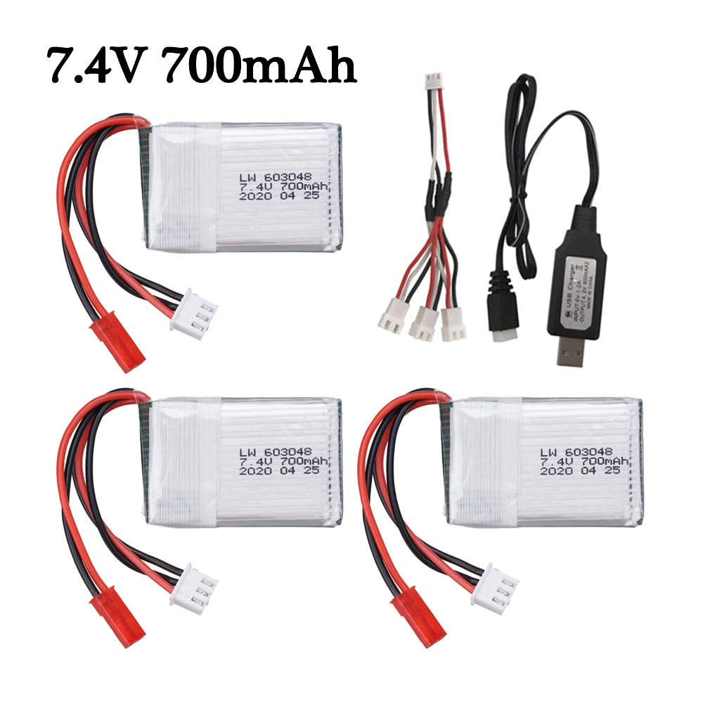 

7,4 в 700 мАч 25C аккумулятор/USB зарядное устройство для MJXRC X600 F46 модель самолета JXD391V Lipo батарея 2s 700 мАч 603048 JST разъем