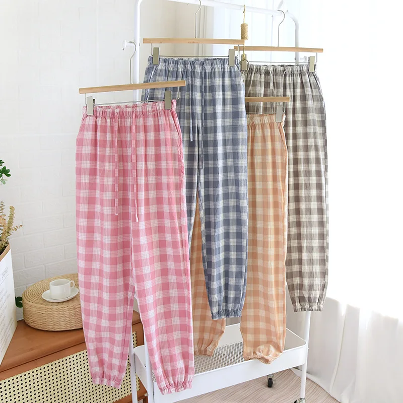 

Pajama Pants Couple's Spring and Autumn Newest Cotton Loose Trousers Plaid Jogger Pants Men's and Women's Home Pants