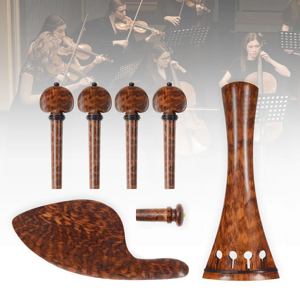 Deluxe 4/4 Violin Pegs Tailpiece Chin Rest Endpin Excellent Snakewood Fiddle Part Accessories For DIY Violin Master Luthier SET