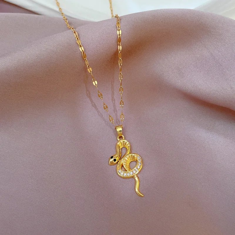 Изысканное милое ожерелье с подвеской в виде змеи высокого качества, маленькое модное персональное украшение для ключицы в подарок.