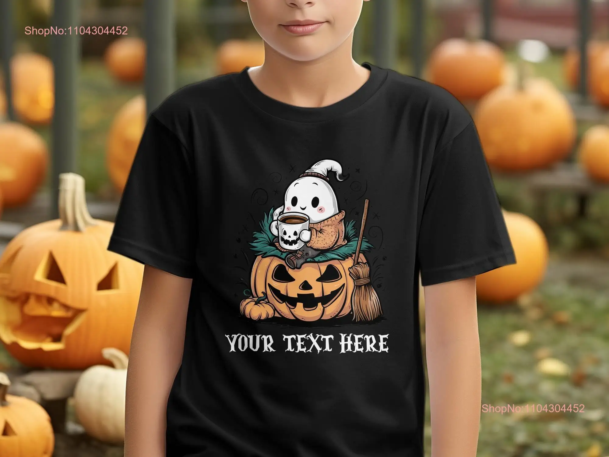 Cute Ghost Halloween T Shirt Pumpkin Witch Spooky Coffee Mug Witchy Fun Horror long or short sleeves