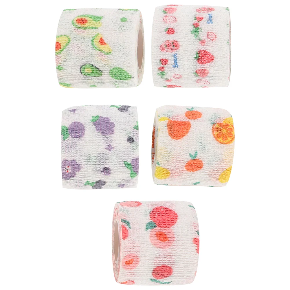 

5 Rolls Combined Sports Protective Gear Athletic Tape Non-woven Fabric Elastic Bandage Wrap
