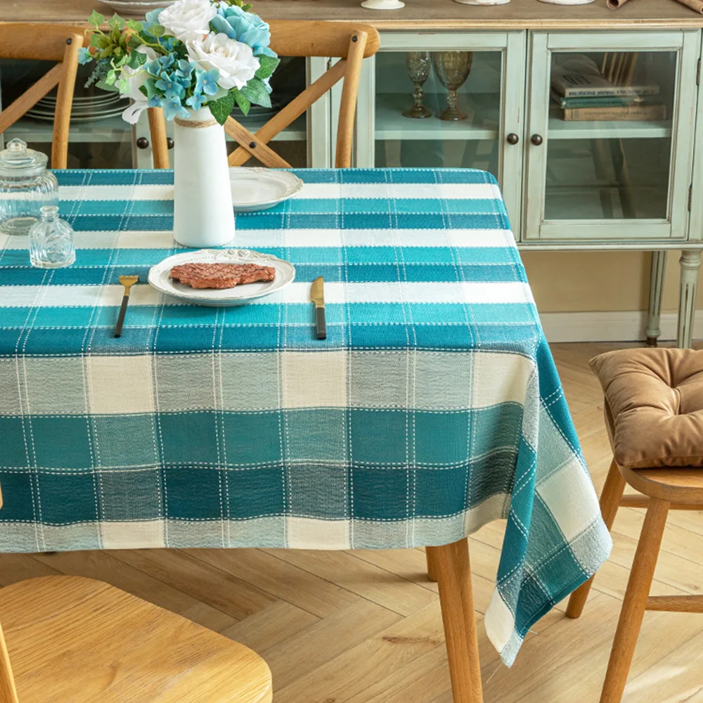 

Cotton Linen Plaid Tablecloth Rectangular Table Cloth Checkered Dining Table Cover Kitchen Home Picnic Decoration Desk Mat