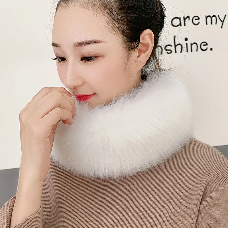 

Women Imitation Fox Fur Scarf Shawl Furry Fur Collar For Winter Thickened Warm Coat Hood Fur Decor Fake Scarf Female Scarves