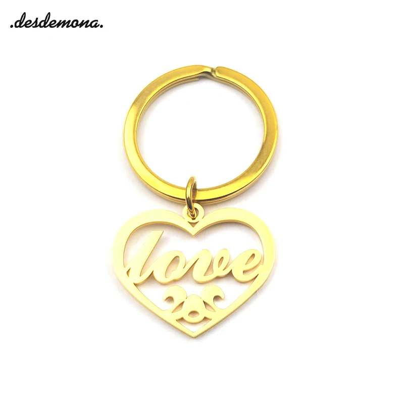 

2pcs/lot Personalized Heart Keychain Set Engraved Love Keyring Gift for Couples Girlfriend Boyfriends Key Chain Rings