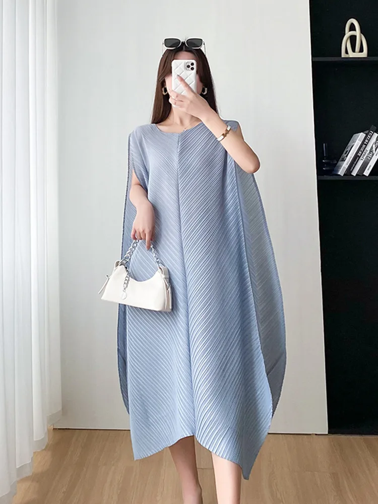 

Женское свободное платье миаке, повседневное модное платье большого размера со складками, весна