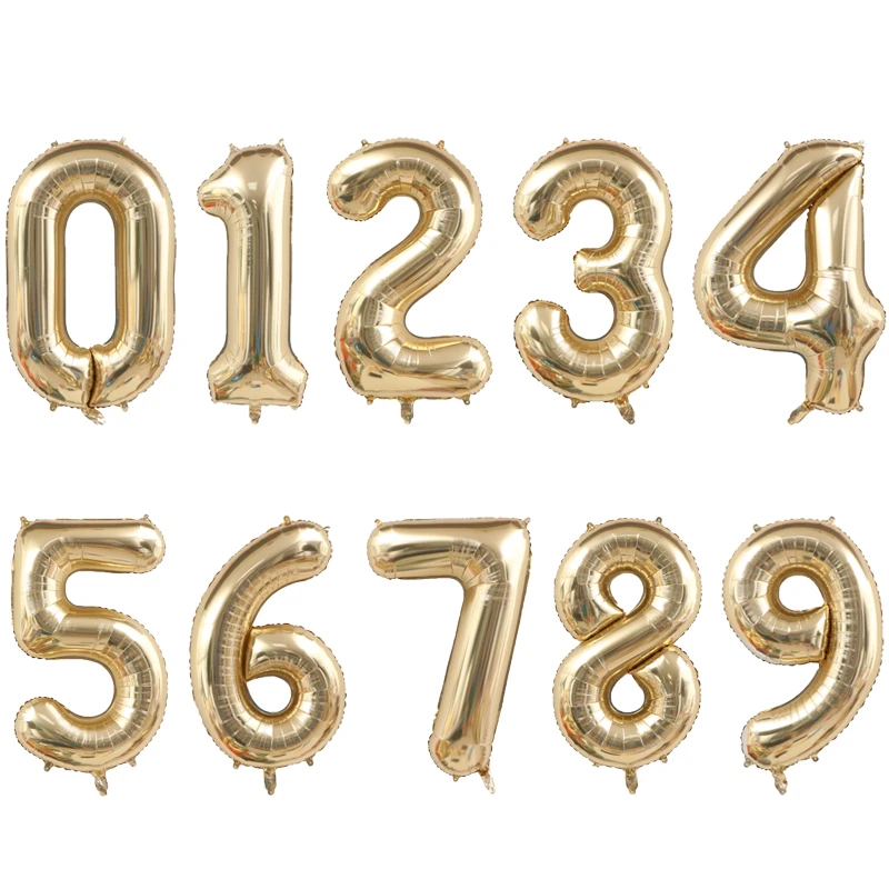 Воздушные шары с золотыми цифрами 40 дюймов