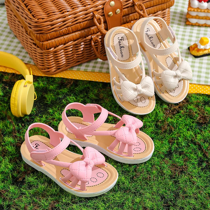 

Girls' Sandals Summer Children's Fashion Soft Sole Princess Dress Shoes Girls' Bow Sandals Beach Sandalias Size 24-37