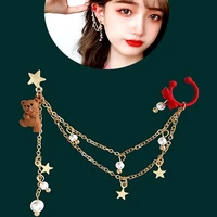 1pc star tassel chain ear lobe piercing earrings ear stud helix clip fake helix pircing korean fashion clips body jewelry y2k