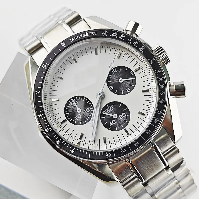 

40mm VK63 Case Men`s quartz chronograph watch Fit VK63 Movement Custom logo Dial Stainless Steel Watch accessories Parts