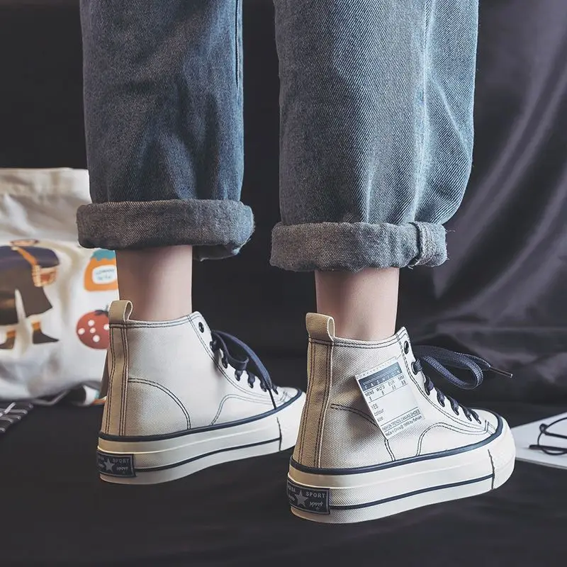 2023 Spring Season High Top Canvas Shoes for Women Thick Soled Canvas Shoes for Women Fashion Versatile Casual Board Shoes