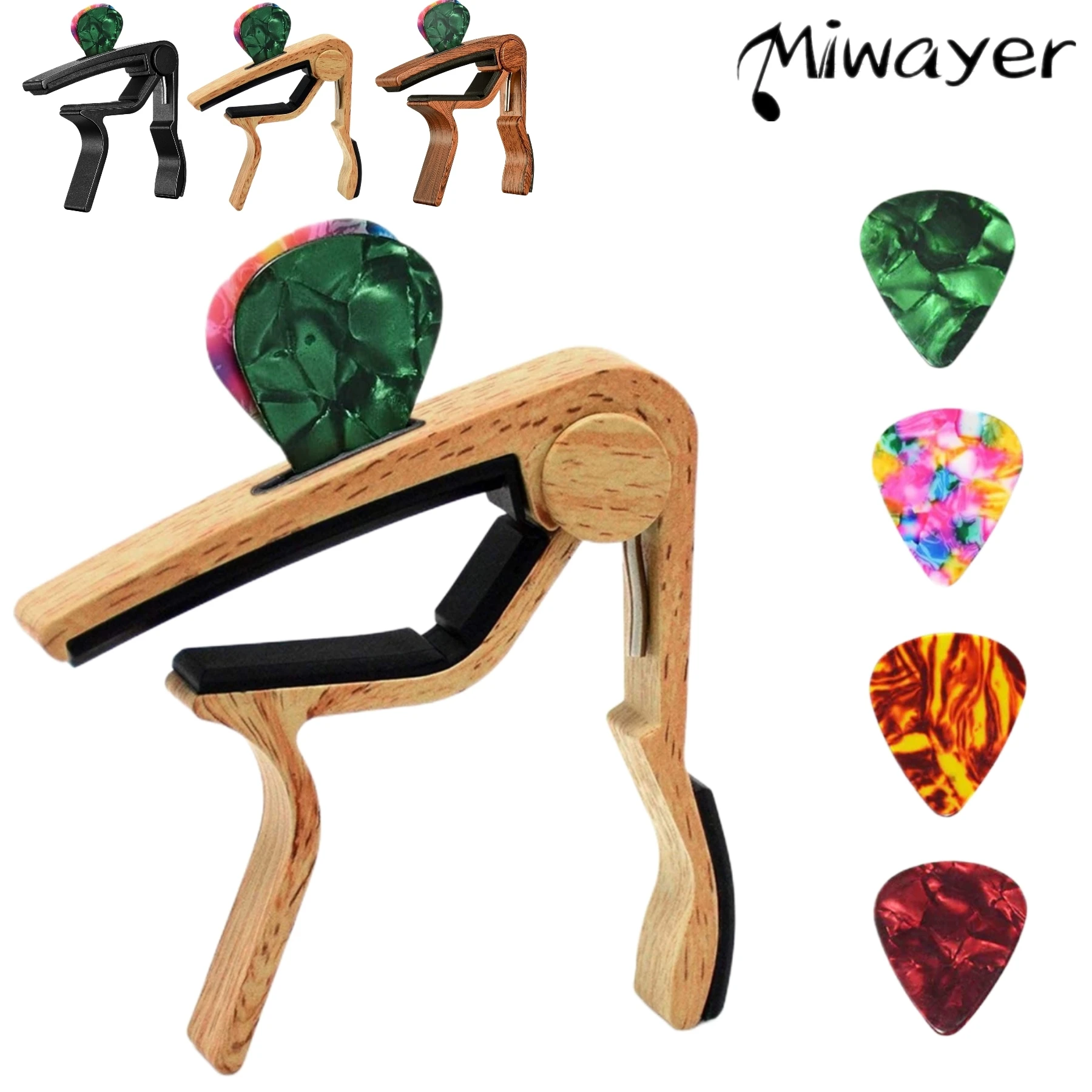 

Miwayer Capo,Guitar Capo,Rosewood Capo with Pick Holder and Picks for Acoustic Electric Guitar,Ukulele,Mandolin,Banjo