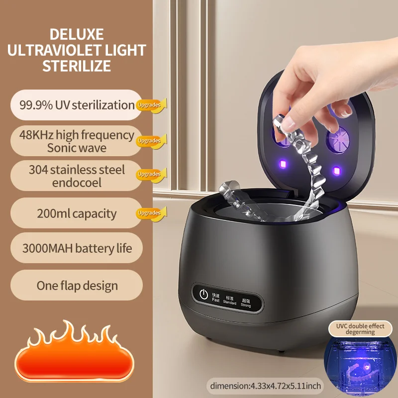 

Xiaomi стоматологические брекеты протезы ультразвуковой очиститель УФ-дезинфекция портативный очиститель внутренних канавок из нержавеющей стали машина для очистки