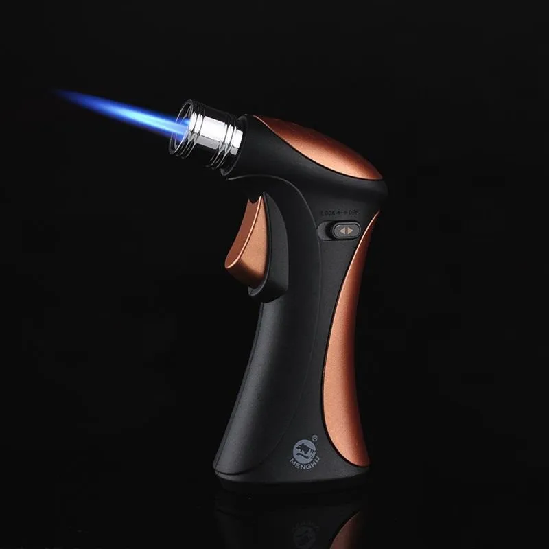 

Outdoor Windproof Inflatable Gas Spray Gun Blue Flame Straight Into Cigar Lighter Portable High Temperature Welding Lighters
